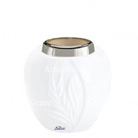 Base pour lampe funéraire Spiga 10cm En marbre Blanc Pur, avec griffe acier