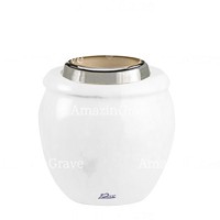 Base pour lampe funéraire Amphòra 10cm En marbre Blanc Pur, avec griffe acier