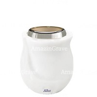 Base pour lampe funéraire Gondola 10cm En marbre Blanc Pur, avec griffe acier