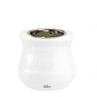 Base pour lampe funéraire Calyx 10cm En marbre Blanc Pur, avec griffe nickel à encastré