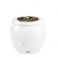 Base for grave lamp Amphòra 10cm - 4in In Pure white marble, with recessed nickel plated ferrule
