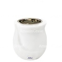 Base for grave lamp Gondola 10cm - 4in In Pure white marble, with recessed nickel plated ferrule