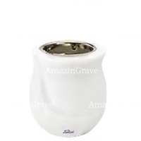 Base pour lampe funéraire Gondola 10cm En marbre Blanc Pur, avec griffe nickel à encastré