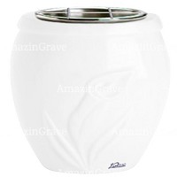 Flowers pot Calla 19cm - 7,5in In Pure white marble, steel inner