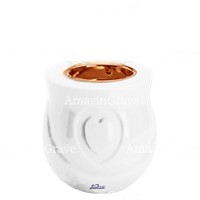 Base for grave lamp Cuore 10cm - 4in In Pure white marble, with recessed copper ferrule
