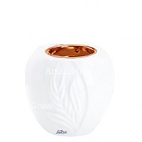 Base for grave lamp Spiga 10cm - 4in In Pure white marble, with recessed copper ferrule