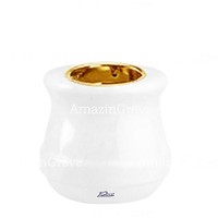 Base pour lampe funéraire Calyx 10cm En marbre Blanc Pur, avec griffe doré à encastré