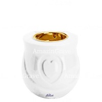 Basis von grablampe Cuore 10cm Reinweiss Marmor, mit goldfarben Einbauring