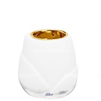 Base for grave lamp Liberti 10cm - 4in In Pure white marble, with recessed golden ferrule