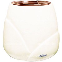 Jardinière Liberti 19cm En marbre Blanc Pur, intérieur cuivre