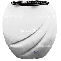 Flowers pot Soave 19cm - 7,5in In Pure white marble, plastic inner