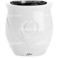 Jardinière Cuore 19cm En marbre Blanc Pur, intérieur en plastique