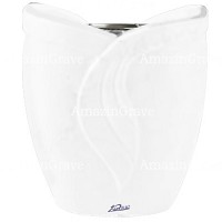 Flowers pot Gres 19cm - 7,5in In Pure white marble, steel inner