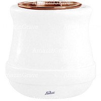 Flowers pot Calyx 19cm - 7,5in In Pure white marble, copper inner