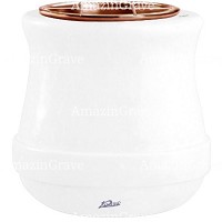 Jardinière Calyx 19cm En marbre Blanc Pur, intérieur cuivre