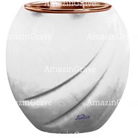 Macetero para flores Soave 19cm En marmol Blanco puro, interior en cobre