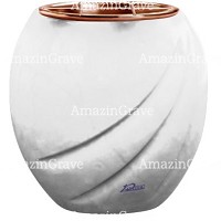 Jardinière Soave 19cm En marbre Blanc Pur, intérieur cuivre