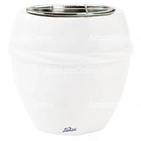 Flowers pot Chordè 19cm - 7,5in In Pure white marble, steel inner