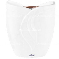 Flowers pot Gres 19cm - 7,5in In Pure white marble, copper inner