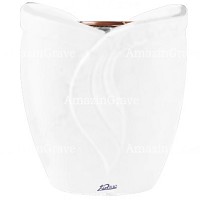 Macetero para flores Gres 19cm En marmol Blanco puro, interior en cobre