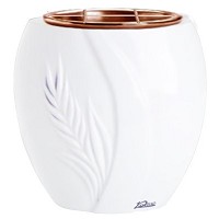 Flowers pot Spiga 19cm - 7,5in In Pure white marble, copper inner