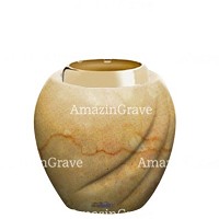 Basis von grablampe Soave 10cm Botticino Marmor, mit goldfarben stahl ring