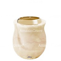 Base for grave lamp Gondola 10cm - 4in In Botticino marble, with golden steel ferrule