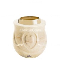 Basis von grablampe Cuore 10cm Botticino Marmor, mit goldfarben stahl ring