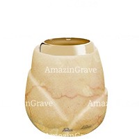 Base for grave lamp Liberti 10cm - 4in In Botticino marble, with golden steel ferrule