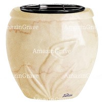 Flowers pot Calla 19cm - 7,5in In Botticino marble, plastic inner