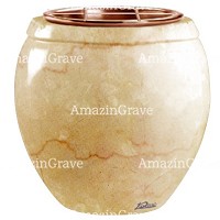 Jardinière Amphòra 19cm En marbre Botticino, intérieur cuivre