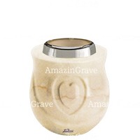 Base for grave lamp Cuore 10cm - 4in In Botticino marble, with steel ferrule