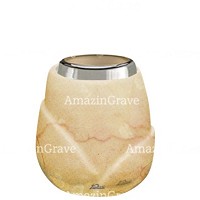 Base for grave lamp Liberti 10cm - 4in In Botticino marble, with steel ferrule