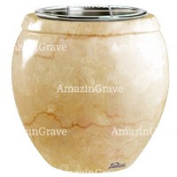 Jardinière Amphòra 19cm En marbre Botticino, intérieur acier