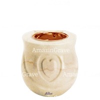 Base for grave lamp Cuore 10cm - 4in In Botticino marble, with recessed copper ferrule