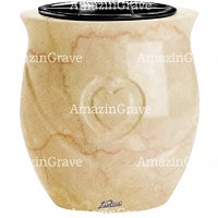 Flowers pot Cuore 19cm - 7,5in In Botticino marble, plastic inner