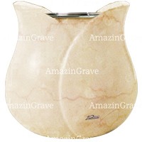 Flowers pot Tulipano 19cm - 7,5in In Botticino marble, steel inner