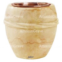 Macetero para flores Chordè 19cm En marmol de Botticino, interior en cobre