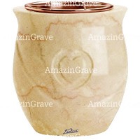 Flowers pot Cuore 19cm - 7,5in In Botticino marble, copper inner