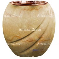 Macetero para flores Soave 19cm En marmol de Botticino, interior en cobre