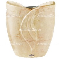 Flowers pot Gres 19cm - 7,5in In Botticino marble, steel inner