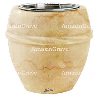 Flowers pot Chordè 19cm - 7,5in In Botticino marble, steel inner