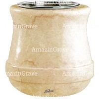 Flowers pot Calyx 19cm - 7,5in In Botticino marble, steel inner