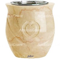 Flowers pot Cuore 19cm - 7,5in In Botticino marble, steel inner