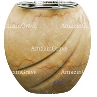 Flowers pot Soave 19cm - 7,5in In Botticino marble, steel inner