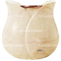 Macetero para flores Tulipano 19cm En marmol de Botticino, interior en cobre