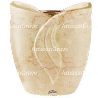 Macetero para flores Gres 19cm En marmol de Botticino, interior en cobre