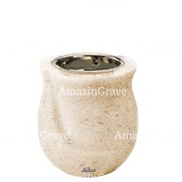 Base per lampada votiva Gondola 10cm In marmo Calizia, con ghiera a incasso nichelata