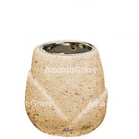 Base per lampada votiva Liberti 10cm In marmo Calizia, con ghiera a incasso nichelata