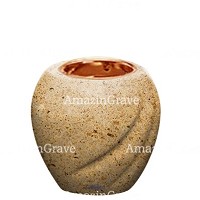 Base per lampada votiva Soave 10cm In marmo Calizia, con ghiera a incasso rame